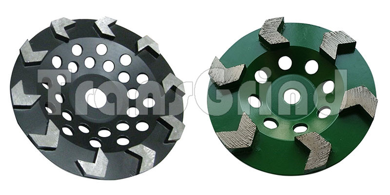 2PK 7” Arrow Segment Diamond Grinding Cup Wheel for Concrete 5/8”-11 Threads 